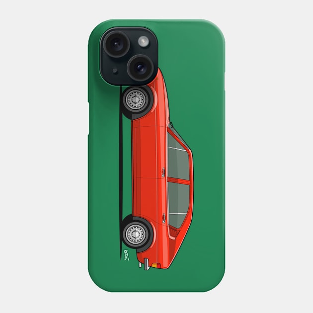 Alfasud side profile drawing - Red Phone Case by RJW Autographics