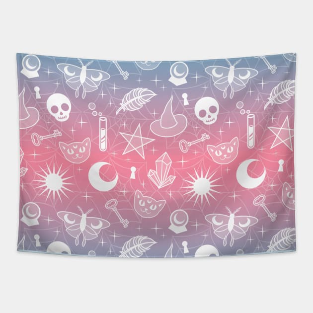 Witchy Cute Pastel Goth Pattern Tapestry by Ellador