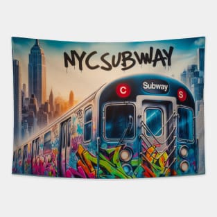 New York Subway NYC Subway Train grafitti Tapestry