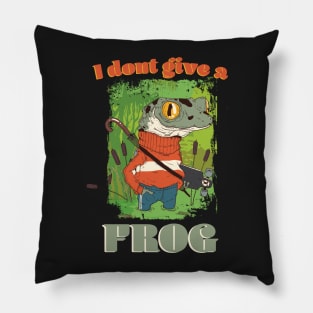 Frog Sticker, I don't give a Frog, funny Toad, Cartoon Froggy Pillow