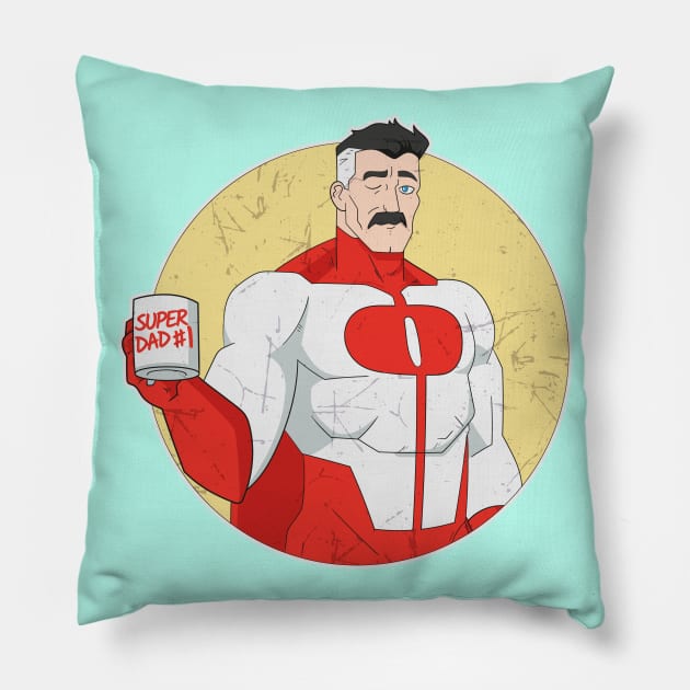 Super Dad Pillow by PaperHead