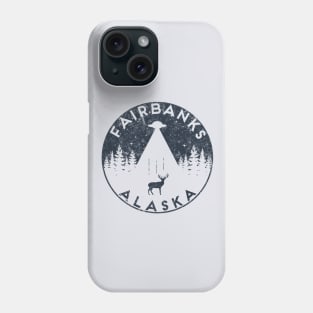 Fairbanks Alaska Funny Retro Spaceship Aliens Deer Souvenir Phone Case