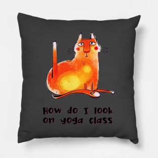 How do I look on yoga class funny yoga and cat drawing Pillow