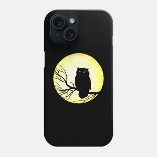 Scary Vintage Owl and Watercolor Moon Phone Case