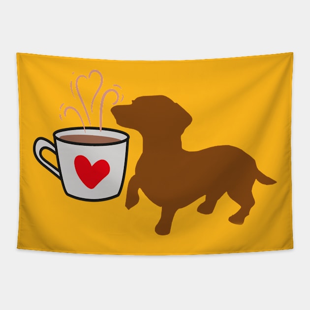 I love coffee and dachshund dogs. Dachshund dog proud mom and dad owner gift Tapestry by alcoshirts