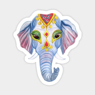 Cute Decorated Watercolor Elephant Magnet