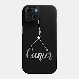 Cancer Zodiac Constellation in Silver - Black Phone Case