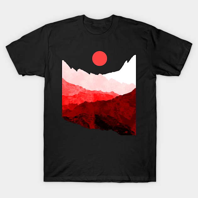 The red sun and hills - Landscape - T-Shirt