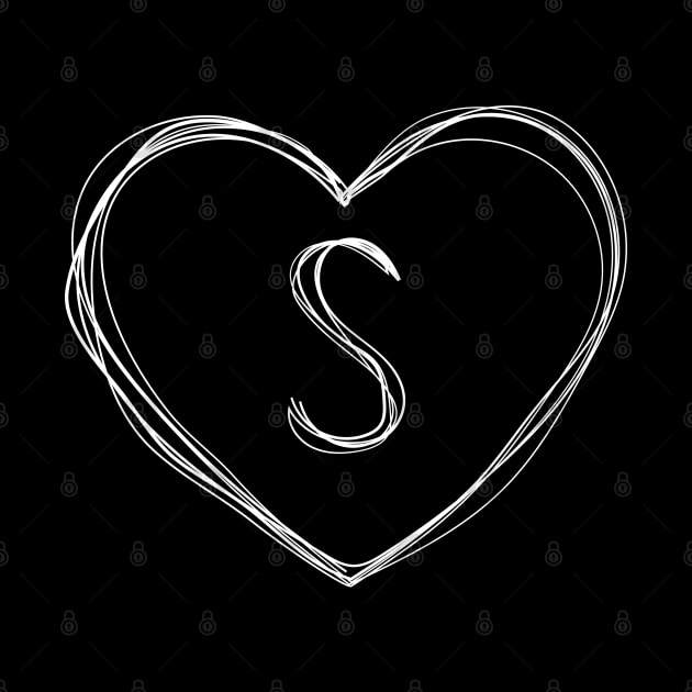 Letter S with heart frame in lineart style by KondeHipe