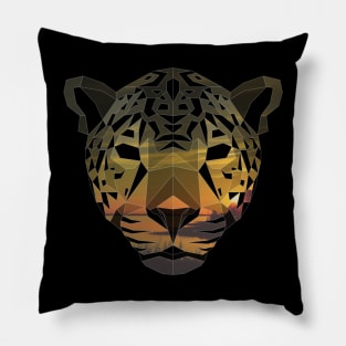 Jaguar Low Poly Double Exposure Art Pillow