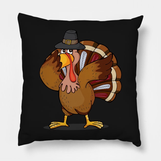 Cute Dabbing Turkey Pillow by zeno27