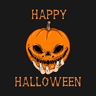 Happy Halloween Scary Pupmkin Face T-Shirt