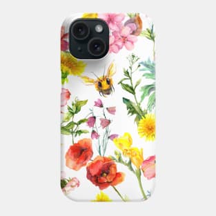 Bees and Honey in the garden print Phone Case