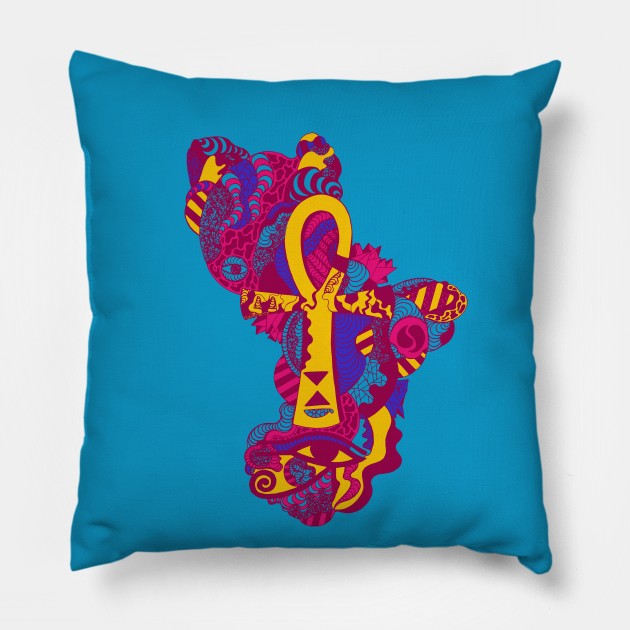 Triad Horus Ankh Pillow by kenallouis