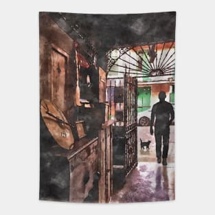 New Orleans Jazz and Cool Cats Watercolor Painting Tapestry