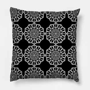 Black and white mandala seamless pattern Pillow