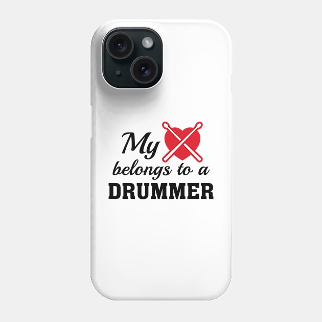 Heart Belongs Drummer Phone Case by VectorPlanet