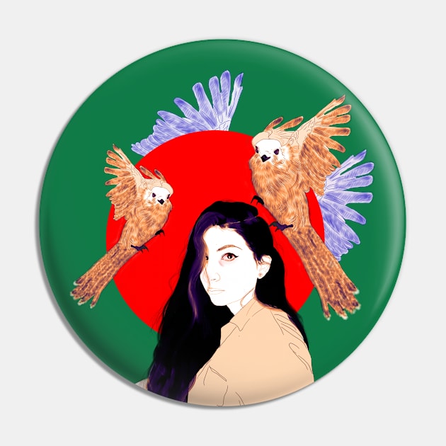 Girl with birds Pin by Manar Khaskia