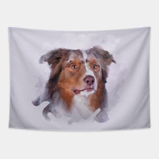 Australian Shepherd - Aussie Watercolor Digital Art Tapestry