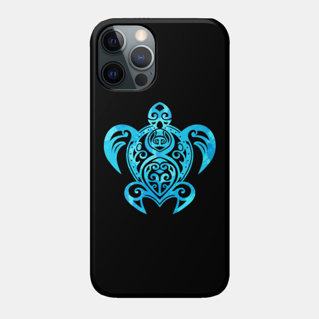 Ocean Blue Tribal Hawaiian Sea Turtle - Sea Turtle - Phone Case