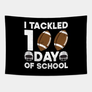 I Tackled 100 Days Of School Funny Football 100th Day Gift Tapestry