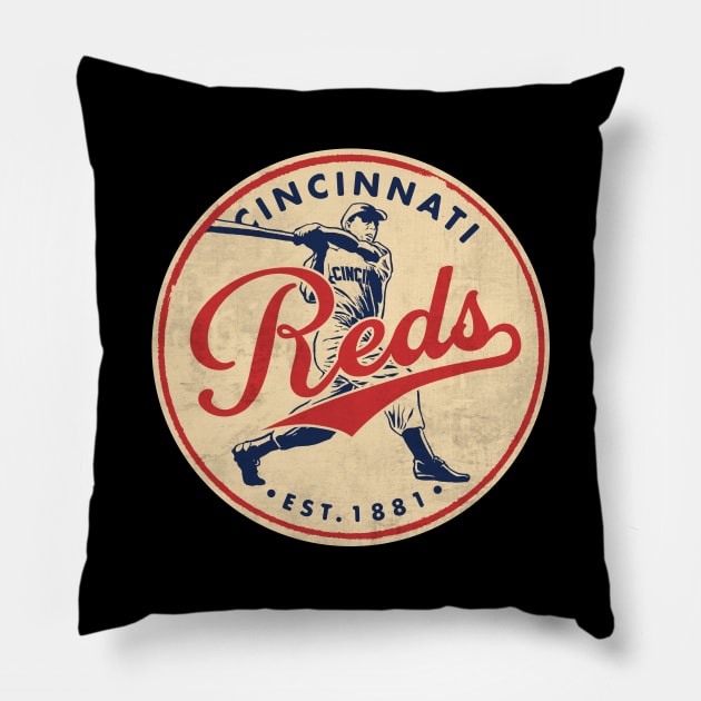 Throwback Cincinnati Reds 1 by Buck Tee Pillow by Buck Tee