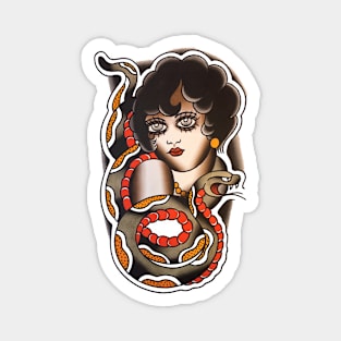 Lady Face with Snake Tattoo Design Magnet