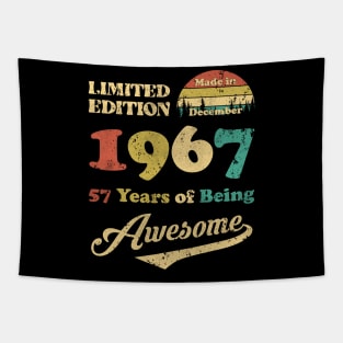 Made In December 1967 57 Years Of Being Awesome Vintage 57th Birthday Tapestry