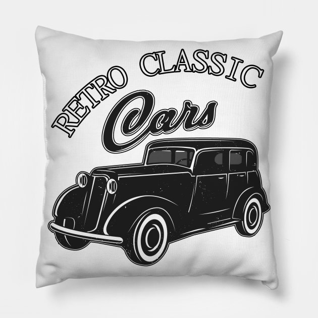 Retro Classic Cars Pillow by letnothingstopyou