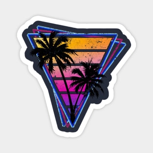 Distressed Triangle Synthwave Silhouette Design Magnet