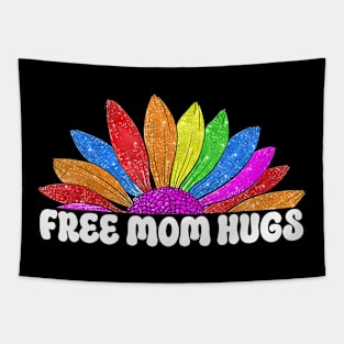 Free Mom Hugs Gay Pride Rainbow Sunflower Flag Tapestry