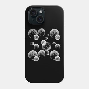 Monochrome geometric pattern with circles and lines.White on black Phone Case