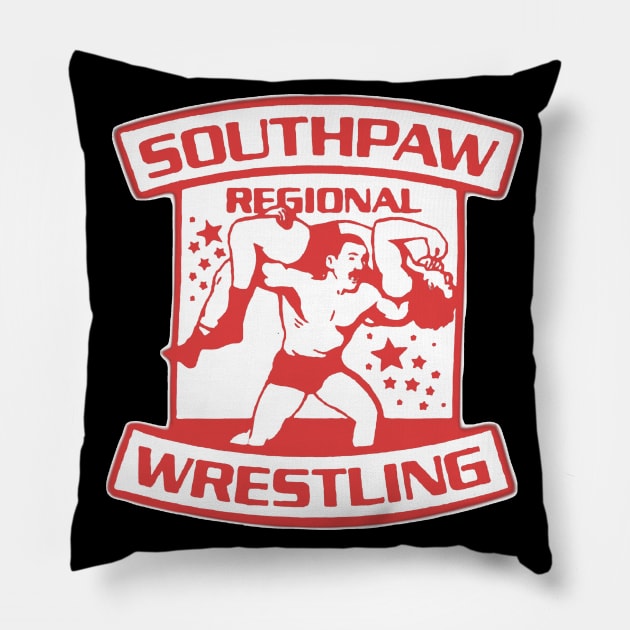 Southpaw Wrestling red Pillow by GuitarManArts