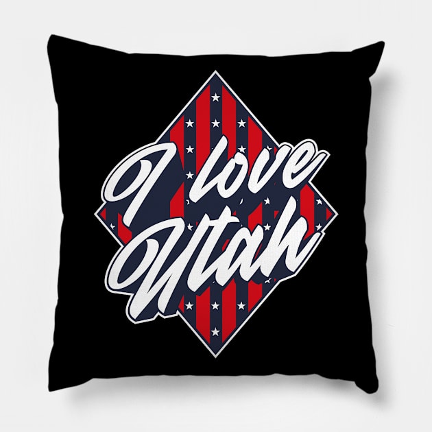 American National Flag I Love Utah - Patriotic Souvenir Pillow by bluerockproducts