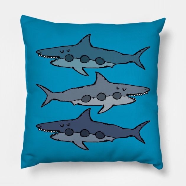 3 sharks Pillow by mlnbj