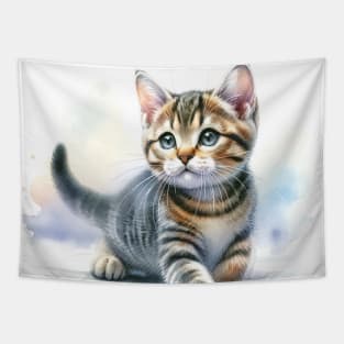 Domestic Shorthair Watercolor Kitten - Cute Kitties Tapestry