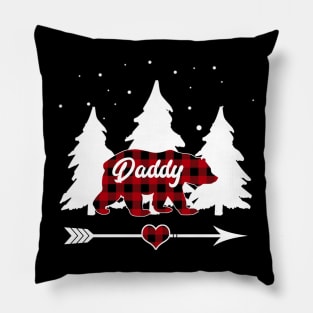 Daddy Bear Buffalo Red Plaid Matching Family Christmas Pillow