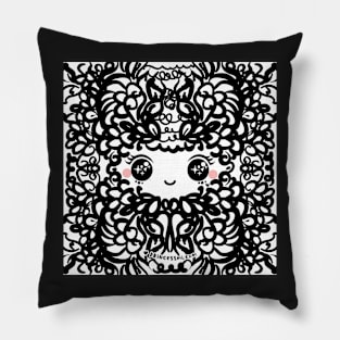 whimsical cute girl illustration Pillow