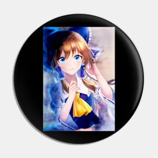 Blue Reimu Anime Watercolor Pin