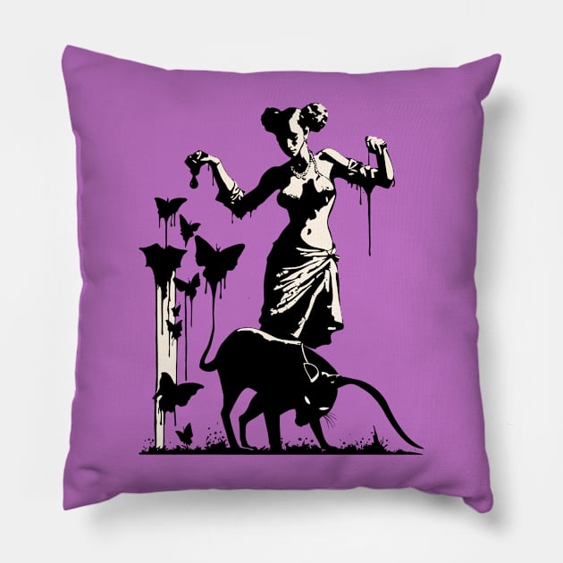 Floating Witch Spell Casting Grafitti Pillow by SunGraphicsLab