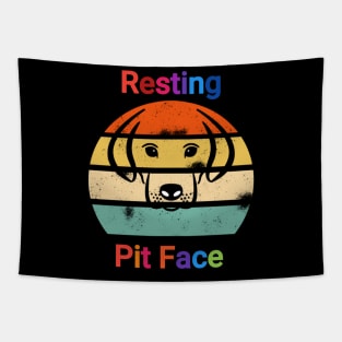 Vintage resting pit face dog Tapestry