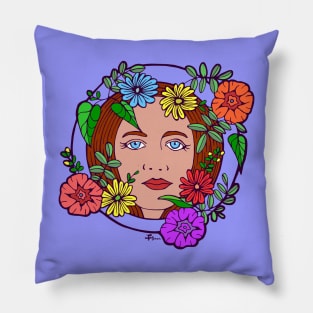 Bright Floral Woman Pillow