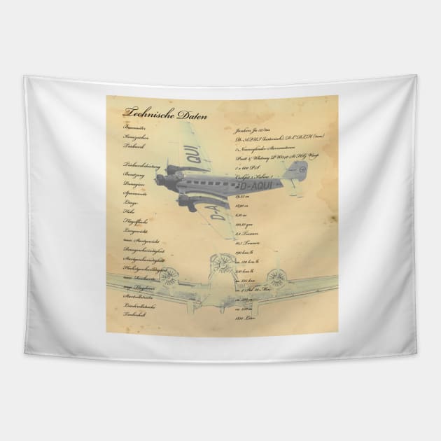 Junkers Ju52/3m Tapestry by Nigdaw