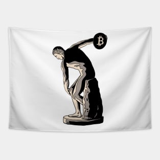 discobolus bitcoin art, future of digital money Tapestry