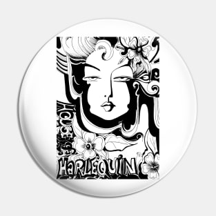 HOUSE OF HARLEQUIN TAG DESIGN ART NOUVEAU BLACK WHITE DRAWING Pin