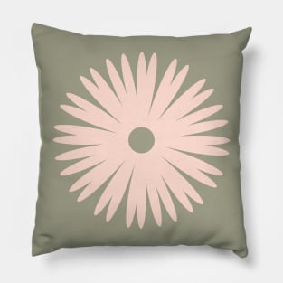 Flower 1, Minimalist Abstract Floral in Peach and Green Pillow