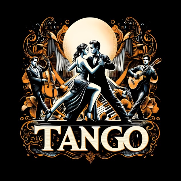 Tango Dancers and Music Milonga by ravensart