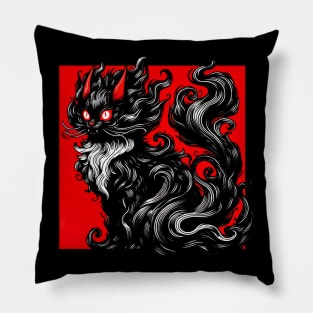 Cool Abstract Art Black Cat Demon Pillow