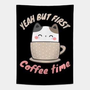 Cute Coffee Cat Tapestry