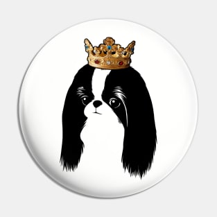 Japanese Chin Dog King Queen Wearing Crown Pin